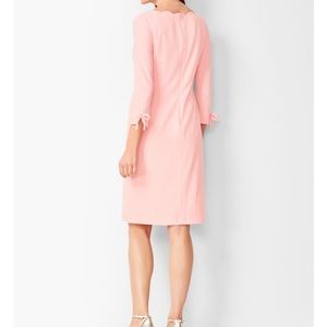 Talbots Petite 2P Pink Dress - Tie Sleeves and Scalloped Neckline